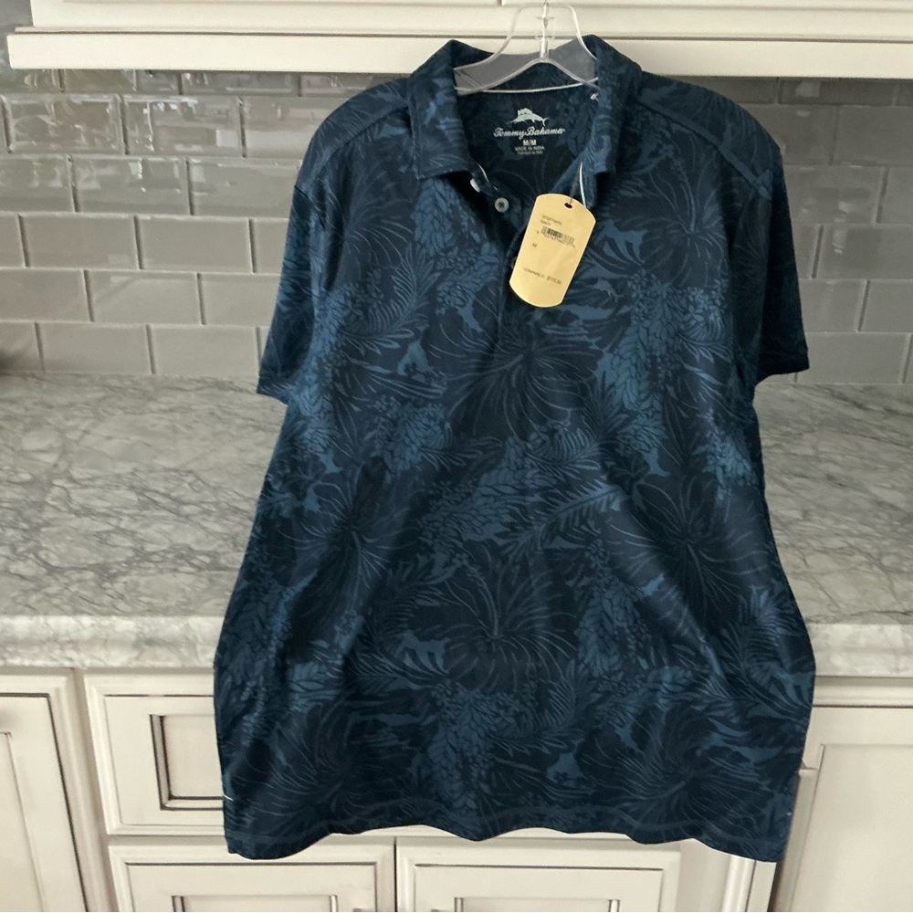 Tommy Bahama Men's Navy Floral Polo Shirt NWT Size Medium